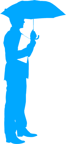 Transparent Businessman Silhouette Holding Umbrella