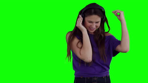 Woman Joyfully Dancing Sparking Vibrancy with Headphones