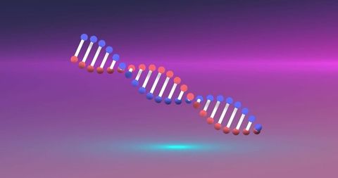 3D DNA Strand with Neon Light Background