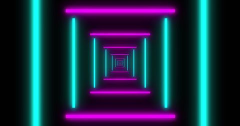 Hypnotic Geometric Tunnel with Neon Lights in Motion