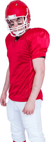 Transparent football athlete staring with game intensity