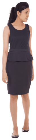 Biracial Businesswoman in Casual Black Dress on Transparent Background