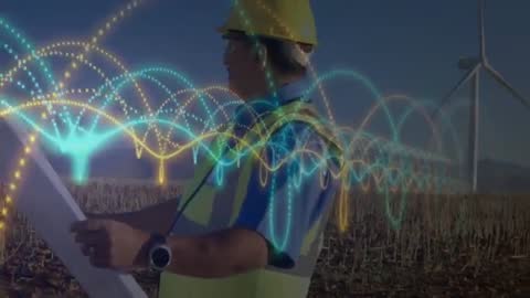 Engineer Analyzing Wind Farm Data with Visualization