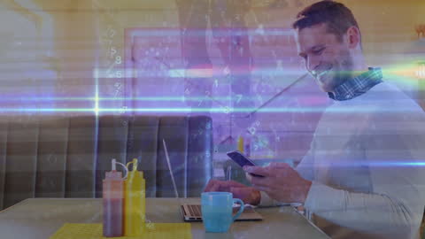 Businessman Enjoying Technology and Data Interface in Office