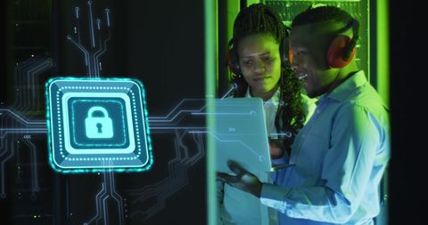 cybersecurity team solving data protection issues in server room - Download Free Stock Images Pikwizard.com