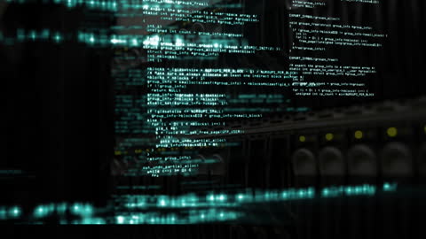 Digital Data Streams Over Server Racks