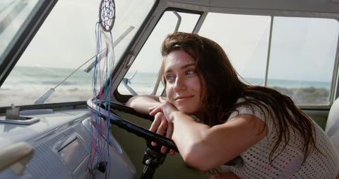 Dreamy Wanderlust Vibes in Cozy Beach Van - Download Free Stock Images Pikwizard.com
