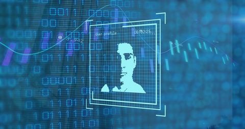Digital Face Recognition Interface with Binary Data Visualization - Download Free Stock Images Pikwizard.com