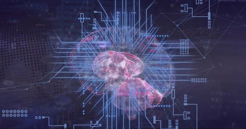 Futuristic Digital Brain Circuitry with Data Flow - Download Free Stock Images Pikwizard.com