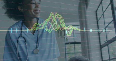 Smiling Nurse Engaging Patient in Medical Clinic