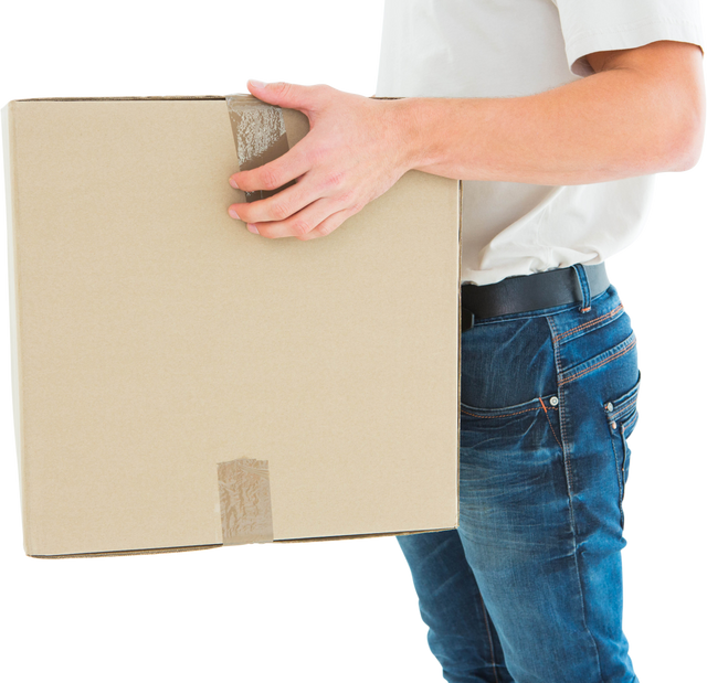 Transparent Man Carrying Cardboard Box for Delivery Services - Download Free Stock Videos Pikwizard.com