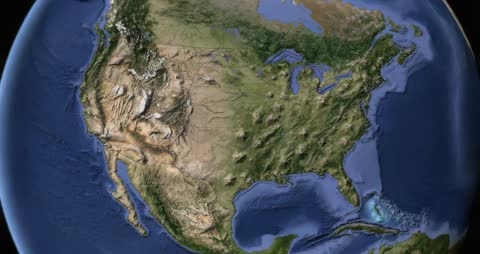 Digital Animation of North America Morphing into Rotating Globe