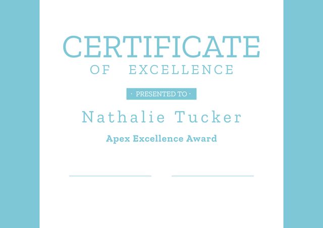 Elegant Certificate of Excellence Template with Blue Accents - Download Free Stock Templates Pikwizard.com