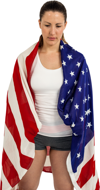 Female Athlete Draped with American Flag Isolated on Transparent Background - Download Free Stock Videos Pikwizard.com