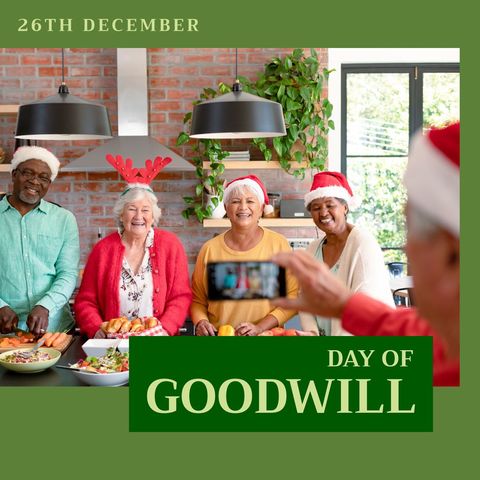 happy group celebrating day of goodwill with festive hats - Download Free Stock Templates Pikwizard.com