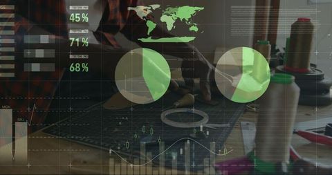 Artisan Cutting Fabric with Data Analytical Overlays in Workshop