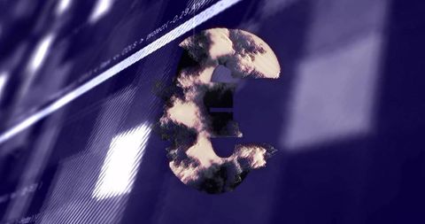 Glitch euro symbol with digital background