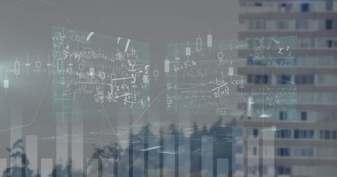 Floating Mathematical Equations over Modern Cityscape - Download Free Stock Images Pikwizard.com