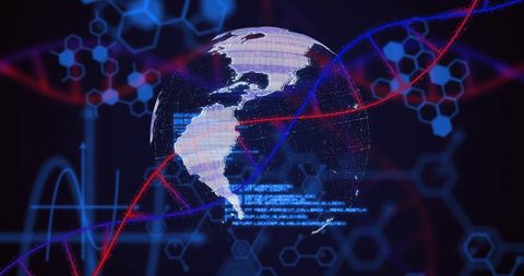 Concept of Genetics and Technology with Rotating Earth - Download Free Stock Images Pikwizard.com