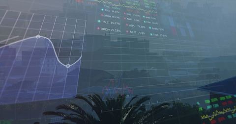 Financial Data Processing Across Cityscape Interface - Download Free Stock Images Pikwizard.com