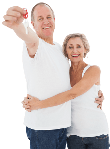 happy mature couple celebrating new home with key on transparent background - Download Free Stock Videos Pikwizard.com