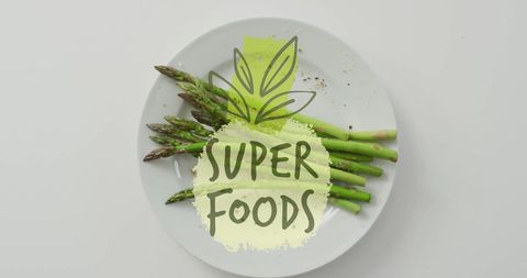 Fresh Asparagus on Plate Promoting Organic Superfoods Concept - Download Free Stock Images Pikwizard.com