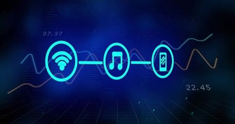 Digital Network Interface with WiFi, Music, Phone Icons