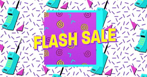 Colorful Flash Sale Promotional Banner with Retro Patterns