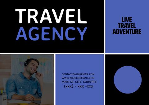 Travel Agency Promotional Template with Smiling Call Agent - Download Free Stock Templates Pikwizard.com