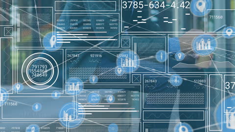 Businessman Interacting with Digital Data Interface