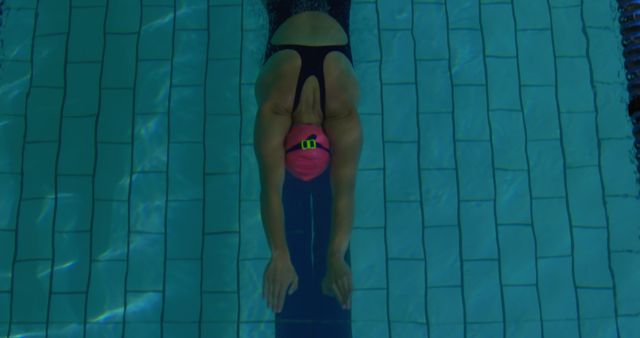 Female Swimmer Explores Underwater in Indoor Swimming Pool - Download Free Stock Images Pikwizard.com