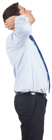 Transparent Focused Businessman Confidently Looking Upward