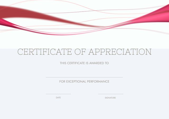 Certificate of Appreciation Template with Red Curvilinear Design - Download Free Stock Templates Pikwizard.com