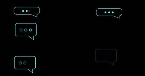 Minimal chatbot conversation ui with neon typing indicators on dark screen