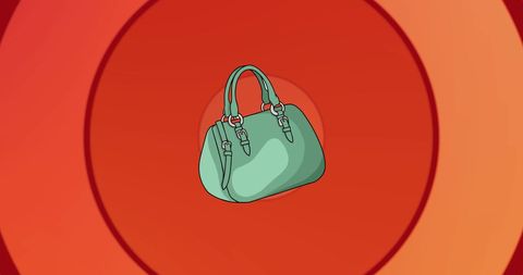 Stylish blue handbag on vibrant retro background