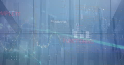 Digital Data Analysis Overlay with Businesspeople in Motion