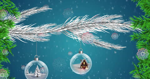 Glittering Holiday Ornaments in Snowy Wonderland Animation
