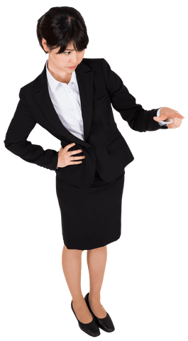Asian Businesswoman Interacting with Virtual Interface Transparent PNG