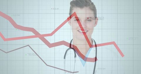 Healthcare Technology Concept with Female Doctor Overlaying Statistics - Download Free Stock Images Pikwizard.com
