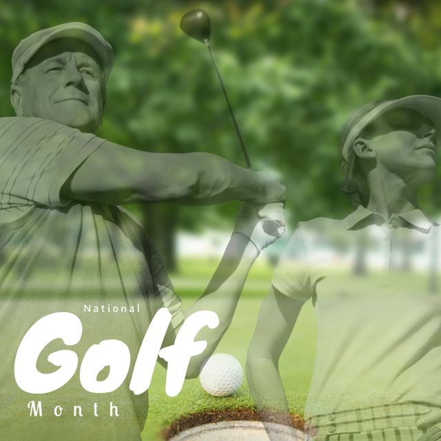 Mature Man and Young Woman Playing Golf for National Golf Month - Download Free Stock Templates Pikwizard.com