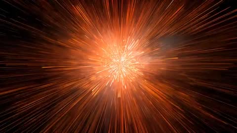 Intense Orange Burst Expanding into Dark Void