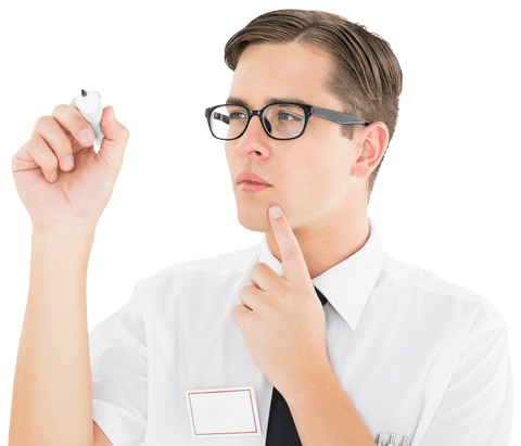 transparent geeky businessman writing with marker - Download Free Stock Videos Pikwizard.com