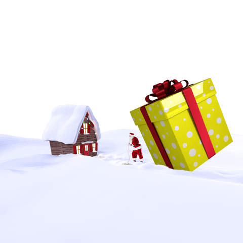 santa delivering enormous yellow gift in snow transparent background - Download Free Stock Videos Pikwizard.com