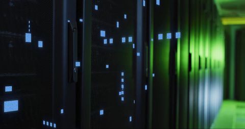 Digital Data Overlays Illuminating Modern Server Racks - Download Free Stock Images Pikwizard.com