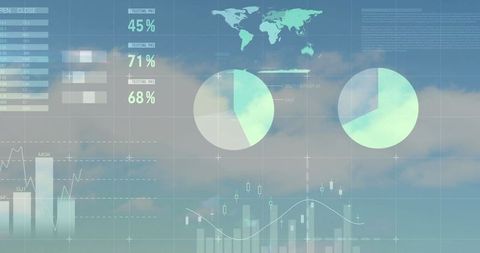 Digital Dashboard Interface Exposed to Ambient Sky Background