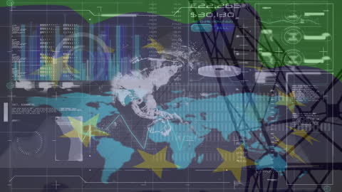 Global Financial Data Overlay on World Map with European Union Influence