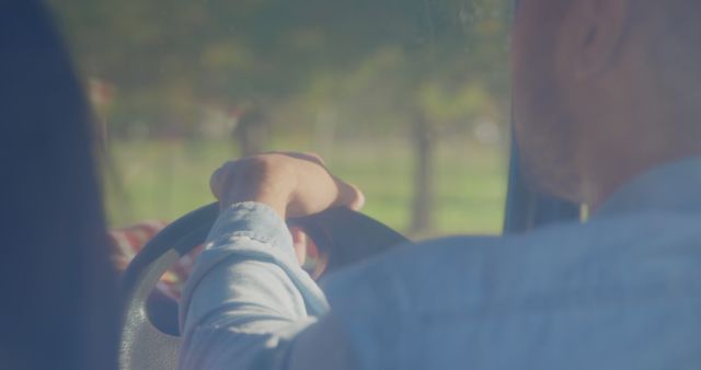 Couple Driving on Road Trip, Man Holding Steering Wheel, Open Countryside View - Download Free Stock Images Pikwizard.com