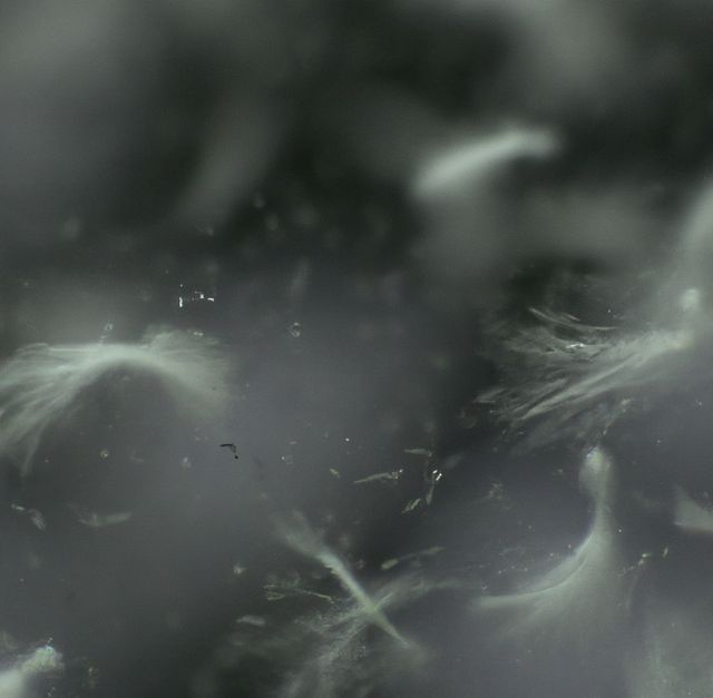 Image of close up of white wisp on black and grey background. Wisp, shape, colour and pattern concept.