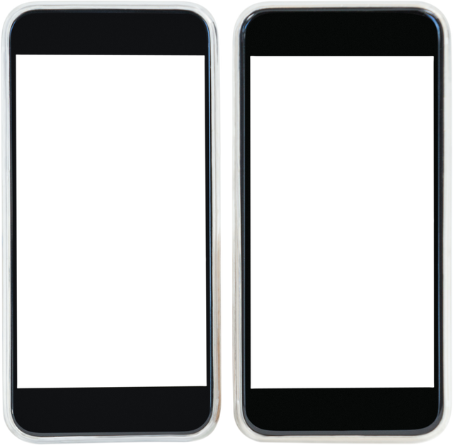 Transparent Two Blank Smartphones Side by Side Isolated on White Background - Download Free Stock Videos Pikwizard.com