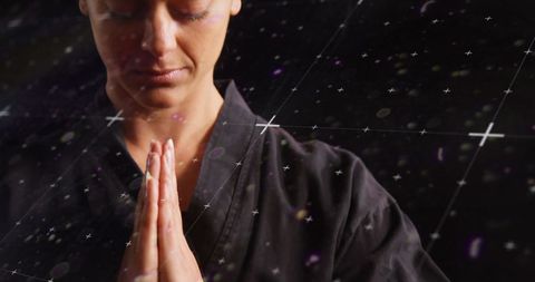 Meditative Focus of Martial Artist Merging with Digital Interface - Download Free Stock Images Pikwizard.com